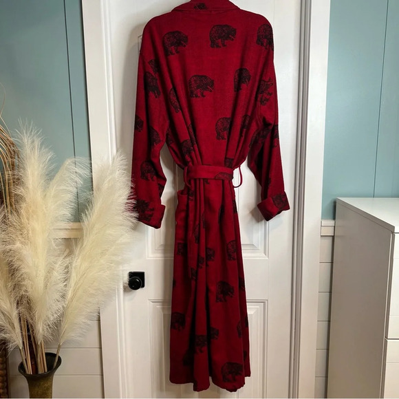 Flyshacker Vintage Men’s Clothing Company Red Black Bear Tie Robe. Size Large. - Picture 3 of 13